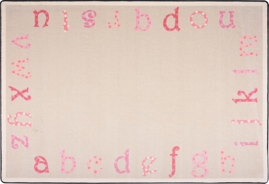 Polka Dot ABC's© Classroom Rug, 7'8" x 10'9" Rectangle Pink