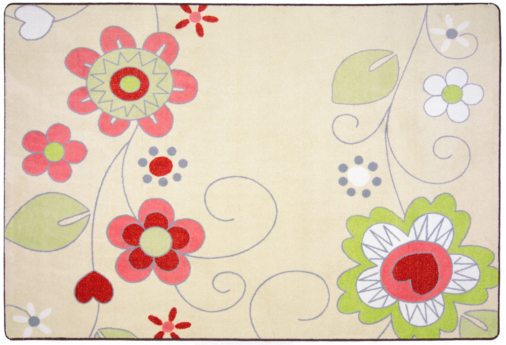 Pretty Posies© Kid's Play Room Rug, 3'10" x 5'4" Rectangle