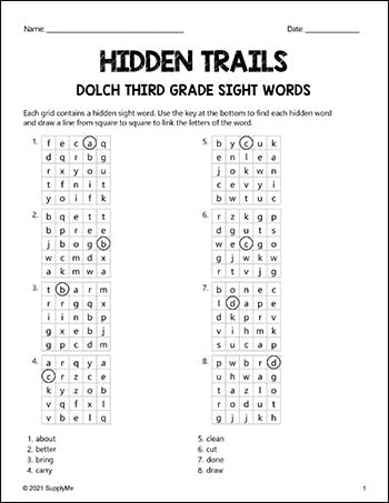 Third Grade Sight Words Bundle - Dolch 3rd Grade Sight Word Worksheets, Printables, Flash Cards, And More - 24 Activities