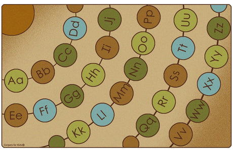 Radiating Alphabet Circles Classroom Circle Time & Seating Rug - Nature, 7'6" x 12' Rectangle