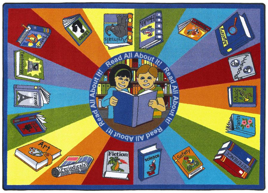 Read All About It© Classroom Rug, 5'4" x 7'8" Rectangle