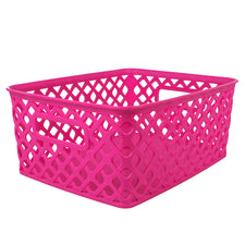 Small Woven Basket, Hot Pink