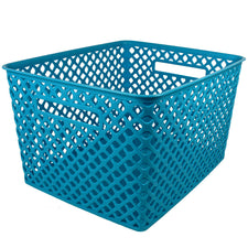 Large Woven Basket, Turquoise