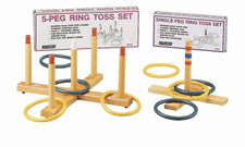 Ring Toss Game 5-Peg Base Wood Pegs 4 Plastic Rings