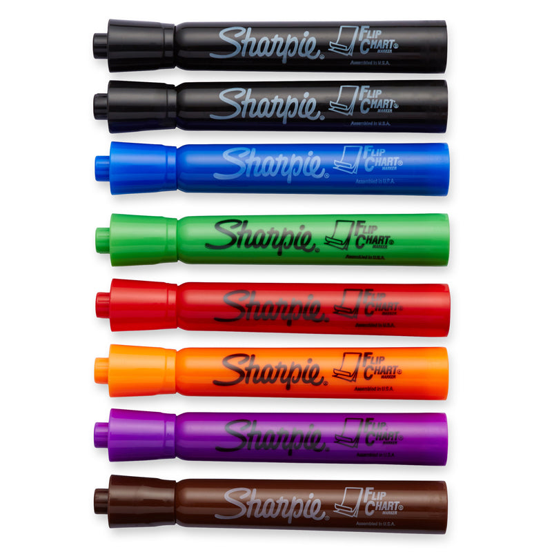 Newell Brands Marker Set Flip Chart 8 Color Black Red Blue Green Yellow  Brown Purple