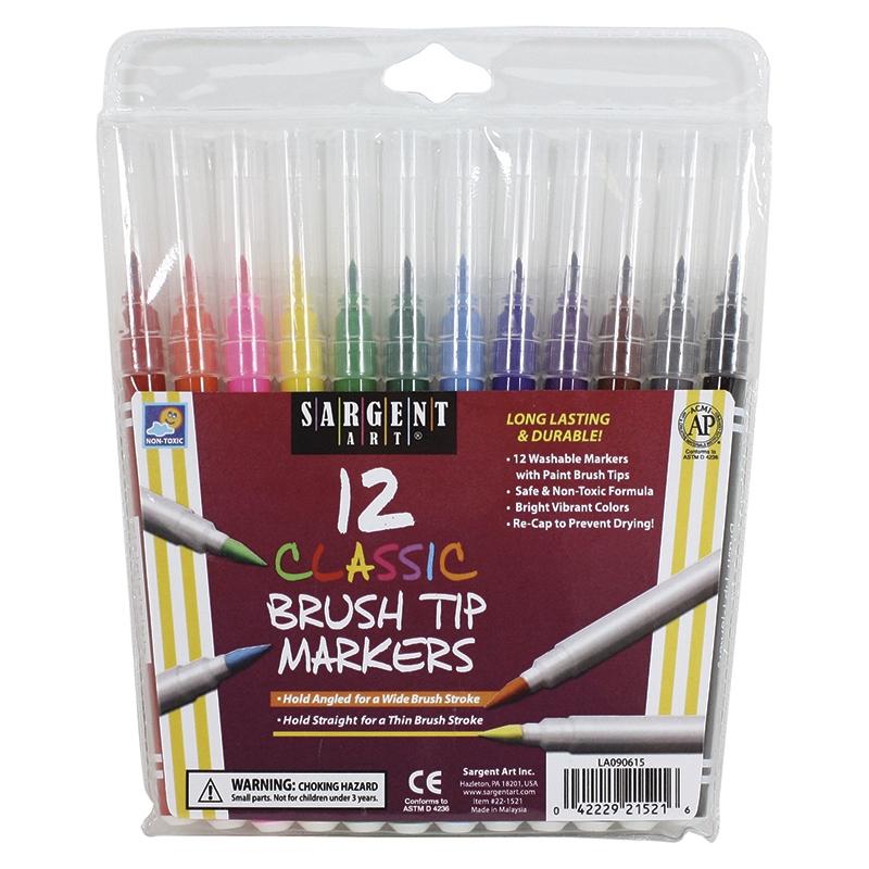 Sargent Art® Classic Brush Tip Markers, 12 Count