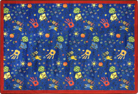 Scribbles© Classroom Rug, 5'4" x 7'8" Rectangle Blue