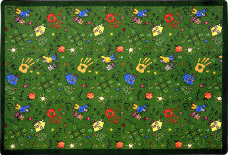Scribbles© Classroom Rug, 5'4" x 7'8" Rectangle Green