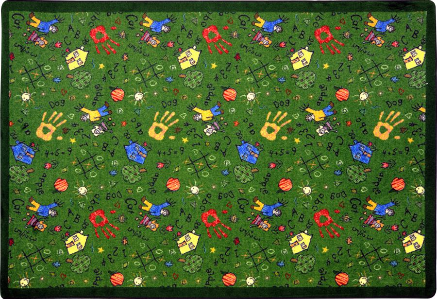 Scribbles© Classroom Rug, 7'8" x 10'9" Rectangle Green