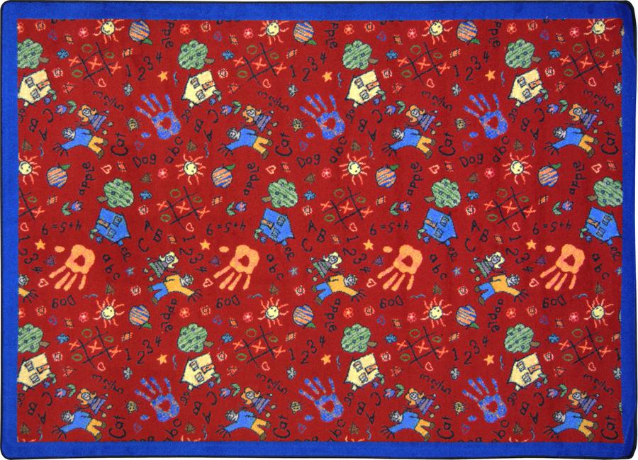 Scribbles© Classroom Rug, 3'10" x 5'4" Rectangle Red