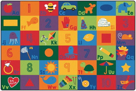 Sequential Seating Literacy Classroom Circle Time Rug, 4' x 6' Rectangle