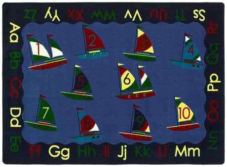 Smooth Sailing© Alphabet & Numbers Classroom Rug, 7'8" x 10'9"  Oval