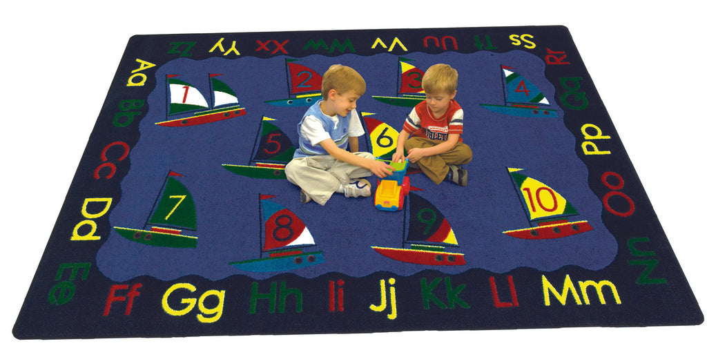 Smooth Sailing© Alphabet & Numbers Classroom Rug, 5'4" x 7'8" Rectangle