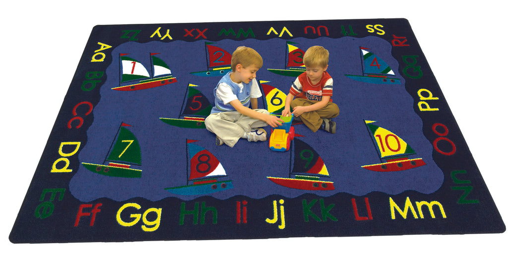 Smooth Sailing© Alphabet & Numbers Classroom Rug, 7'8" x 10'9"  Oval