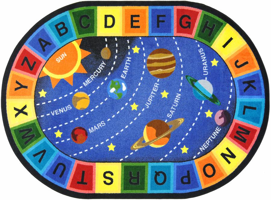 Space Alphabet© Classroom Circle Time Rug, 7'8" x 10'9"  Oval