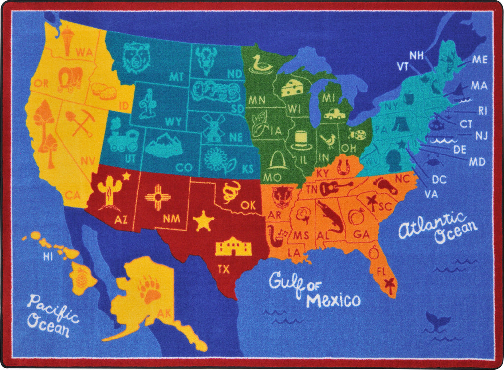 States of the Nation© Classroom Rug, 7'8" x 10'9" Rectangle