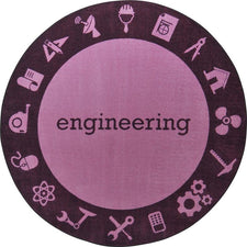 STEAM™ Classroom Seating Rug, 5'4" Round - Engineering