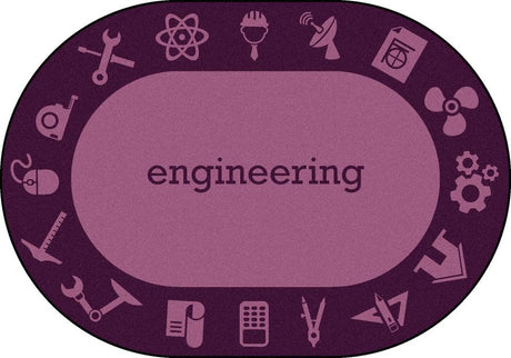 STEAM™ Classroom Seating Rug, 7'8" x 10'9" Oval - Engineering