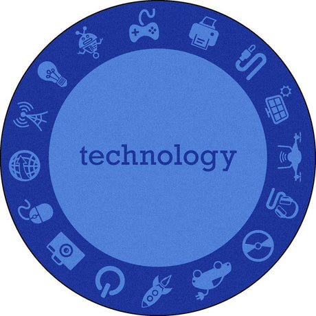 STEAM™ Classroom Seating Rug, 7'7" Round - Technology