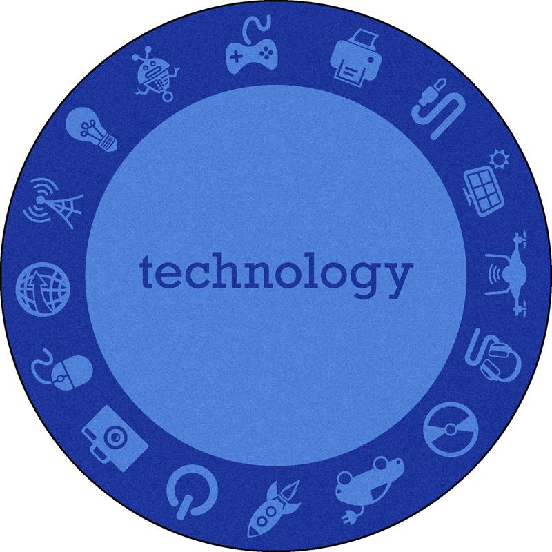 STEAM™ Classroom Seating Rug, 5'4" Round - Technology