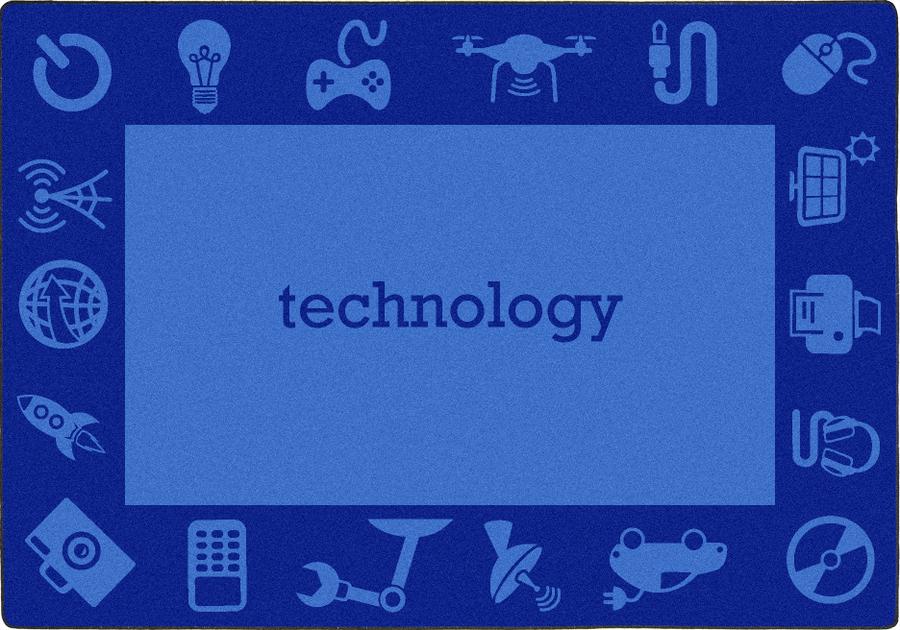 STEAM™ Classroom Seating Rug, 7'8" x 10'9" Rectangle - Technology