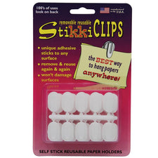 Stikkiclips 30 White Clips Per Pkg.