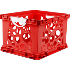Premium File Crate with Handles, Red