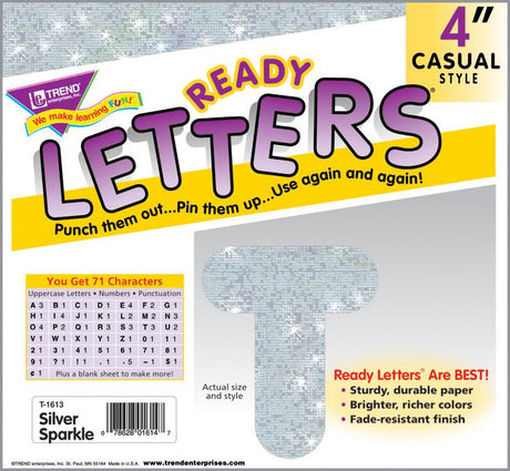 Silver Sparkle 4-Inch Casual Uppercase Ready Letters®
