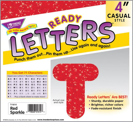 Red Sparkle 4-Inch Casual Uppercase Ready Letters®