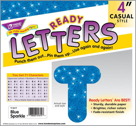 Blue Sparkle 4-Inch Casual Uppercase Ready Letters®