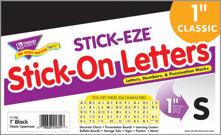 Black 1-Inch Letters & Numbers STICK-EZE®