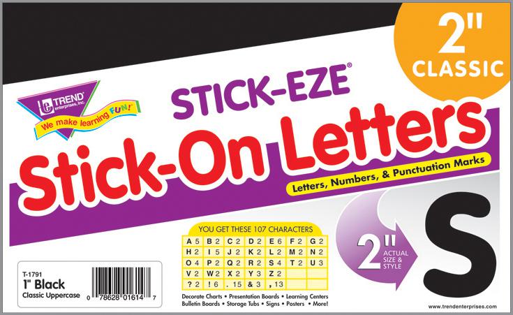 Black 2-Inch Letters & Marks STICK-EZE®