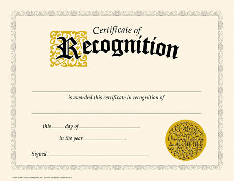 Certificate of Recognition Classic Certificates