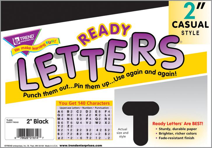 Black 2-Inch Casual Uppercase Ready Letters®