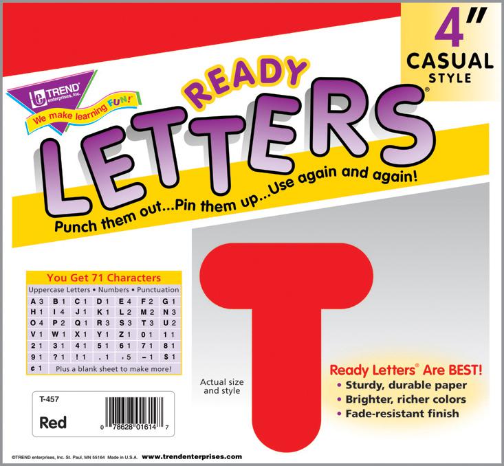 Red 4-Inch Casual Uppercase Ready Letters®