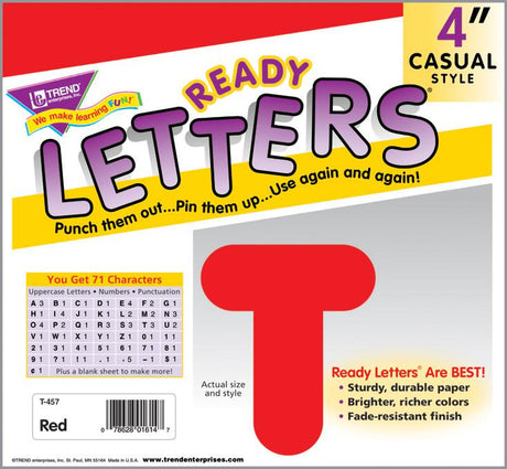 Red 4-Inch Casual Uppercase Ready Letters®
