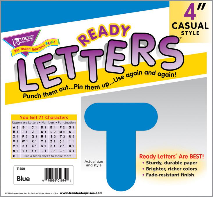 Blue 4-Inch Casual Uppercase Ready Letters®