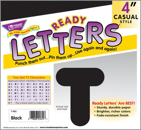 Black 4-Inch Casual Uppercase Ready Letters®