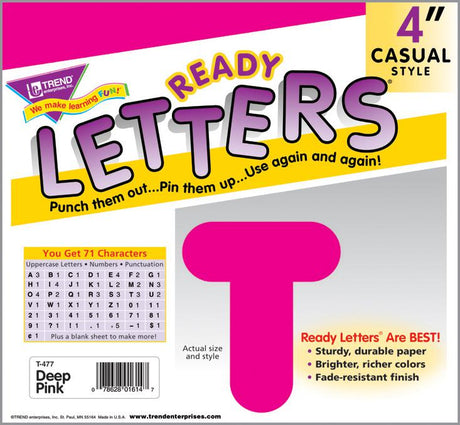 Deep Pink 4-Inch Casual Uppercase Ready Letters®