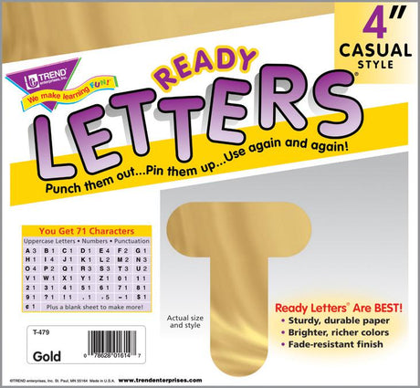 Gold Metallic 4-Inch Casual Uppercase Ready Letters®