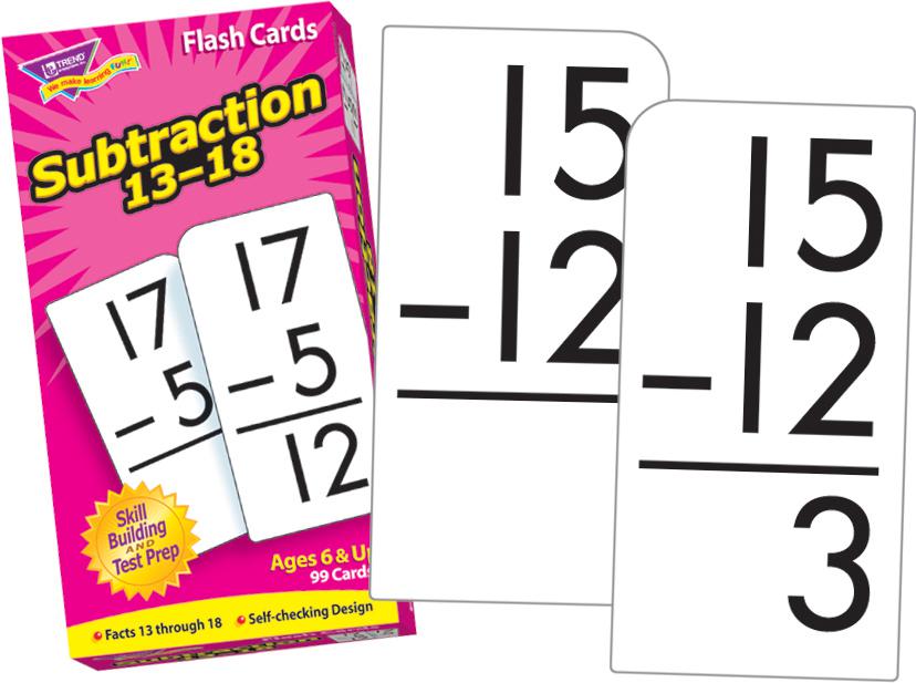 Subtraction 13-18 Skill Drill Flash Cards