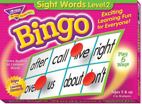 Sight Words Level 2 Bingo Game