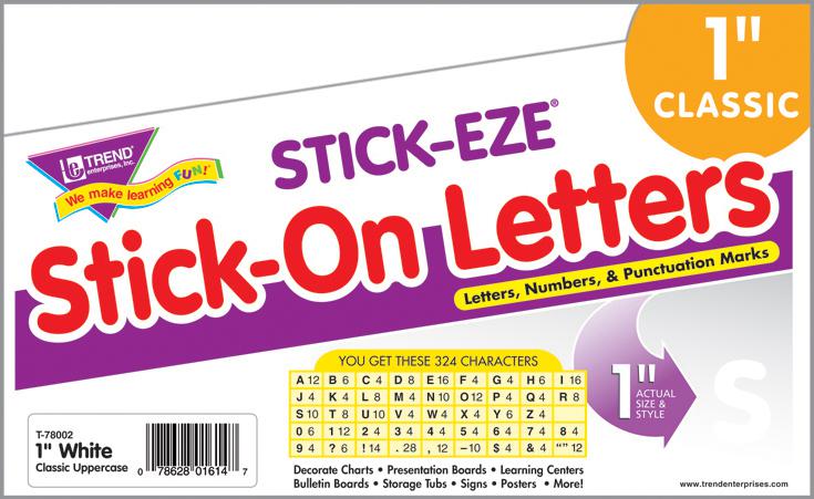 White 1 inch STICK-EZE® Letters