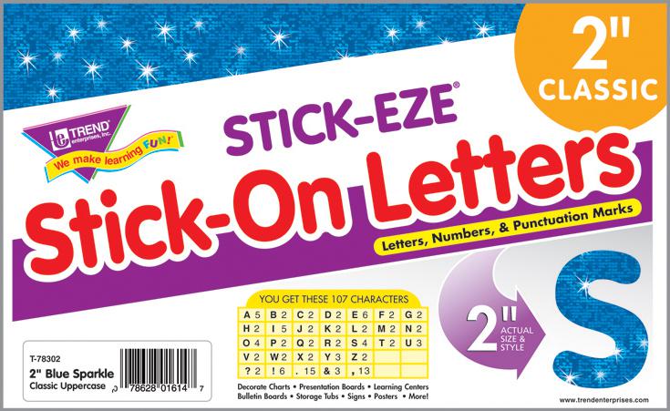 Blue Sparkle 2-Inch Letters & Marks STICK-EZE® Letters