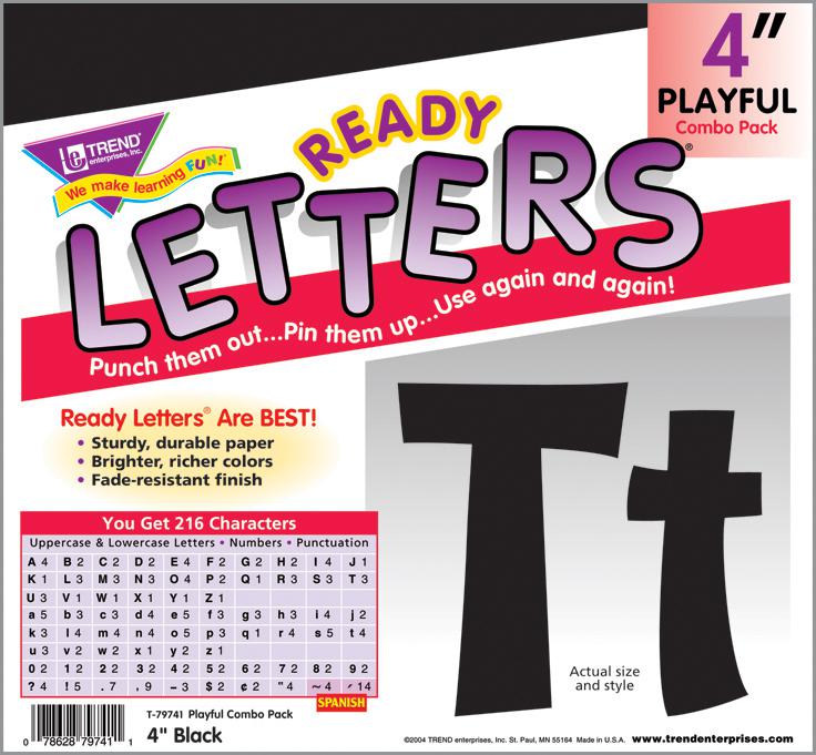 Trend Enterprises Black 4-Inch Playful Combo Ready Letters