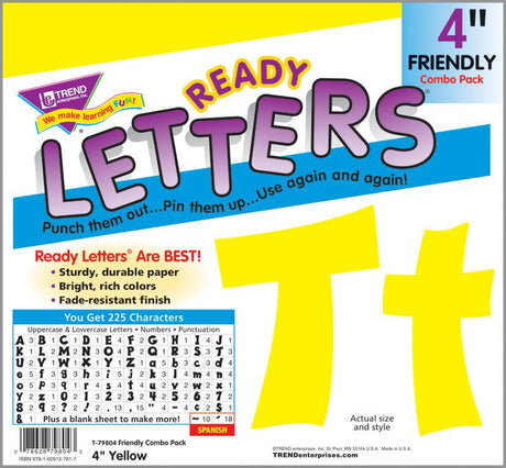 Yellow 4" Friendly Uppercase/Lowercase Combo Pack Ready Letters®
