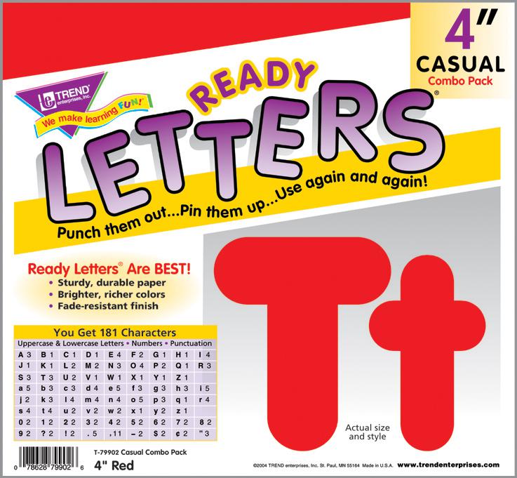 Red 4-Inch Casual Combo Ready Letters®
