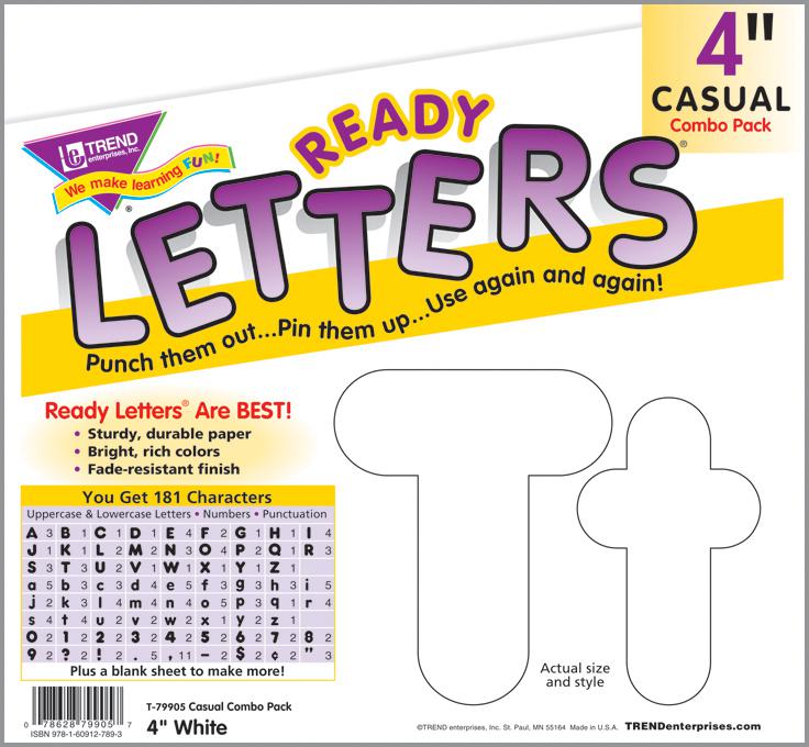 White 4" Casual Uppercase/Lowercase Combo Pack Ready Letters®