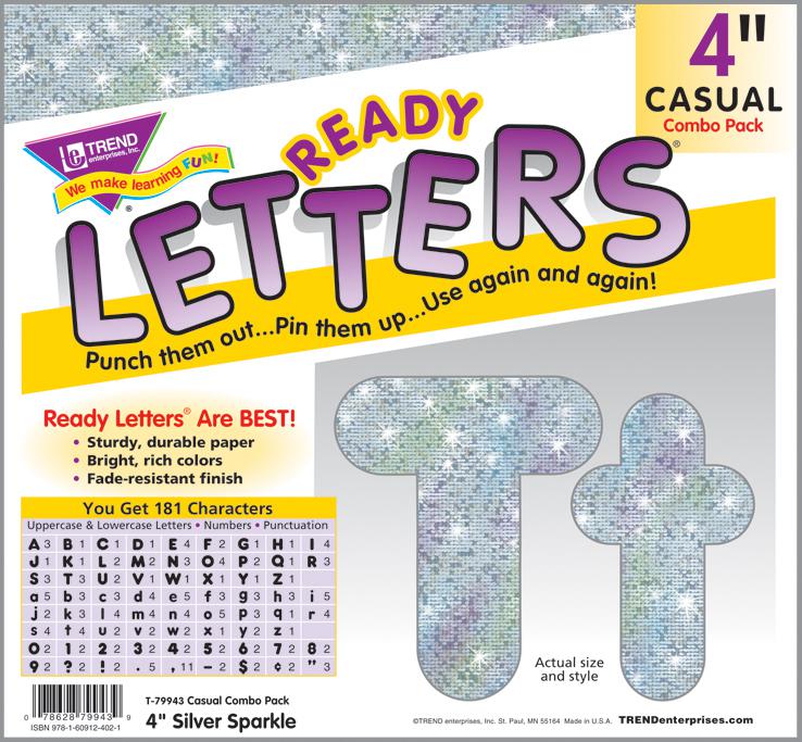 Silver Sparkle 4-Inch Casual Combo Ready Letters®