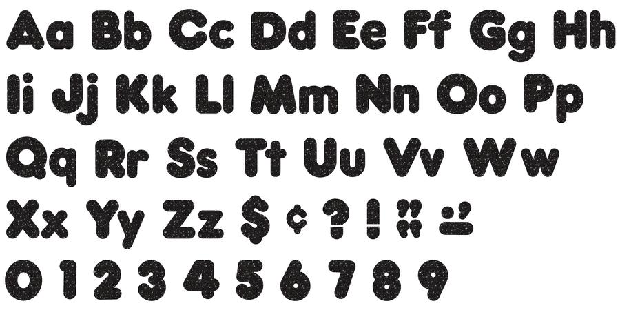 Black Sparkle 4" Casual Uppercase/Lowercase Combo Pack Ready Letters®